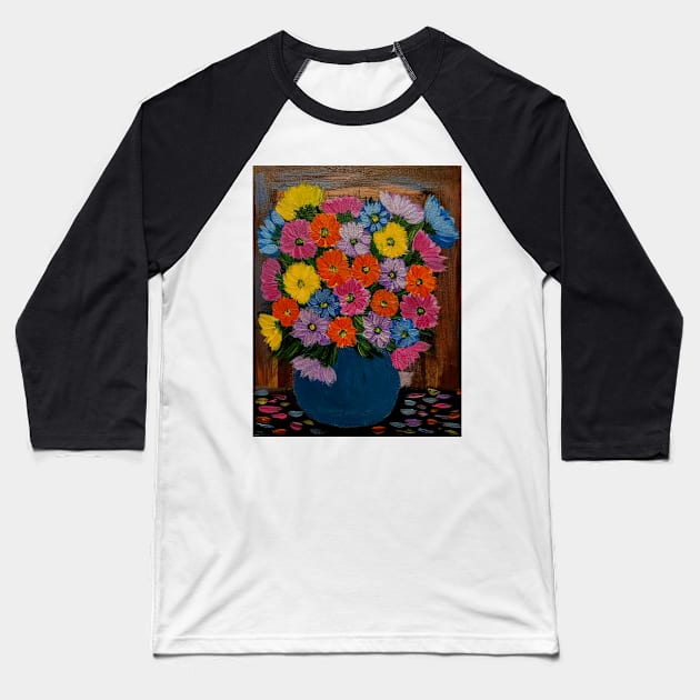 A Lovely mixed flowers in a gold trim glass Vass Baseball T-Shirt by kkartwork